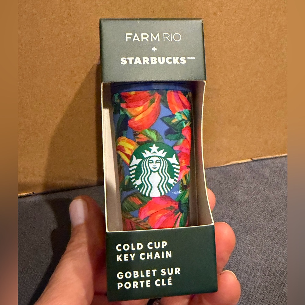 NWT Starbucks x Farm Rio cold cup key chain